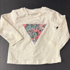 GUESS Kids Cream Long Sleeve Tee with Graphic Y2K